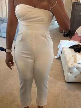 Strapless White Tailored Jumpsuit